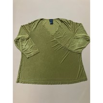 Citiknits Green Top Blouse Slinky Travel 3/4 Sleeve Knit Blouse Plus Siz... - €11,88 EUR