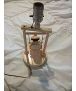 Vintage Child&#39;s Wooden Nursery Lamp, Girl On Swing, Works - $355.23 MXN