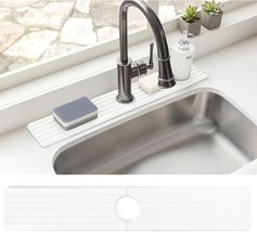 Stone Faucet Mat For Kitchen Sink, 23.6&quot; Diatomite Sink Tray, Fast Drying, White - $33.99