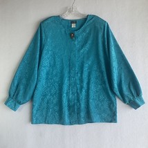 Vintage Womens Blouse Top Shirt Lori of California Long Sleeve Turquoise Size 38 - £23.39 GBP
