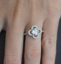 1.00Ct Cushion Cut White Diamond 925 Silver Traditional Floral Engagement Ring - £85.53 GBP