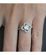 1.00Ct Cushion Cut White Diamond 925 Silver Traditional Floral Engagemen... - $107.00