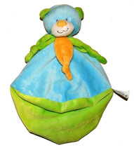 Kellytoy Plush Baby Lovey Blanket Rattle Blue Green Teddy Bear Sensory Toy - £25.53 GBP