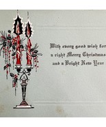 Christmas Candelabra Victorian Greeting Card Embossed Bright New Year PC... - $367.32 MXN