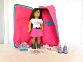 American Girl 18&quot; Doll Grace Thomas + Meet PARIS Outfit + Case + Bathing Suit +  - $74.25