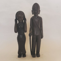 Old Nepali Couple Wooden Figurine 13&quot; - Made in Nepal - $149.99