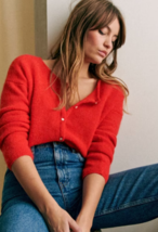 Women&#39;s Knit Cardigan Sweater in Red, Handmade, Spring and Summer - £25.27 GBP
