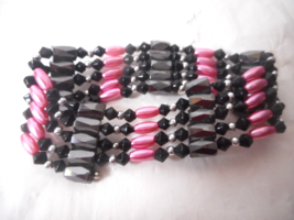 MAGNETIC Hematite Black Pink Silver Beads Necklace Bracelet Adjust Wrap Healing - £6.25 GBP