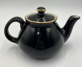 Vintage Hall Superior USA Single Serve Tea Pot Black With Gold Trim READ - £11.33 GBP