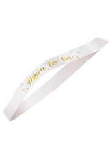 Baby Shower &quot;Mom-to-Be&quot; Satin Sash White Gold Foil - £3.02 GBP