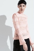 K/LAB Barbie Pink Knit Lace Top Size: Medium New Ship Free Long Sleeve Ruffle - £77.87 GBP