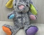 Inter American Gray Bunny Rabbit Plush Color Ears Feet pink green purple... - $14.84