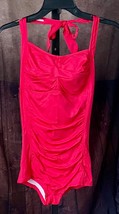 Women&#39;s Red Vintage Cut One Piece Swimsuit Med Tummy Control Swimwear - $3.65
