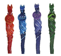 Water Fire Wind Earth Set Of 4 Elemental Dragon Fantasy Cosplay Magic Wands - £47.89 GBP