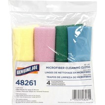 Genuine Joe Microfiber Cleaning Cloths Lint-free 16"x16" 4/PK Assorted 48261 - £31.96 GBP