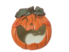 Vtg 1994 Ceramic Hand Painted Jack O Lantern Treat Candy Dish 9&quot; x 8&quot; - £15.00 GBP