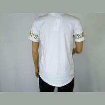 Mens PLATINI Sports Shirt With Rhine Stones Lion Medallion Chain SS3614 White image 5