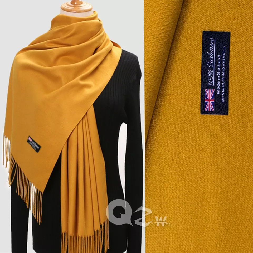 100% Cashmere Oversized Scarf Shawl: Solid Wool Wrap for Women &amp; Men (Ye... - $25.00