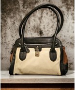 Ivory Black Brown Color Block Small Satchel Bag Purse Chaps  - $34.01 CAD