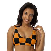 Autumn LeAnn Designs®  | Women&#39;s Padded Bikini Top,  Black and Neon Oran... - £31.25 GBP