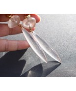 Amy Jo Dramatic Runway Shoulder Duster Light Peach Clear Lucite Earrings... - $52.06 CAD