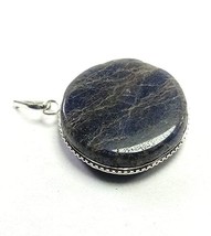 Blue Iolite Round Shape Necklace Healing Crystal Gemstone Jewelry Pendant &amp; Neck - $13.06