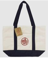 Trader Joes Large Tote Shopping Bag Cotton Canvas Embroidered Bag | Navy... - $34.25+
