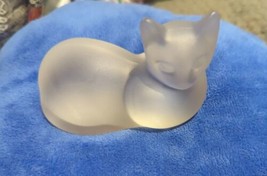 Lenox Loafing CAT Full Lead Crystal Frosted Glass 4 1/2&quot; Germany Vintage 1993 - £15.23 GBP