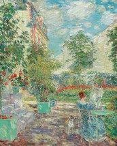 In a French garden by Childe Hassam Oil Painting Giclee Print Canvas - £6.86 GBP+