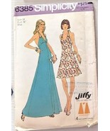 14/36 1970s Vintage Sewing Pattern Simplicity 6385 Jiffy Halter Dress - $18.99