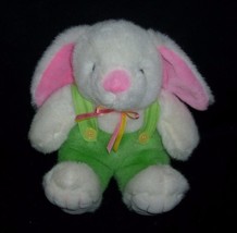 Vintage Dandee White Pink Green Baby Bunny Rabbit Stuffed Animal Plush Toy - £18.65 GBP