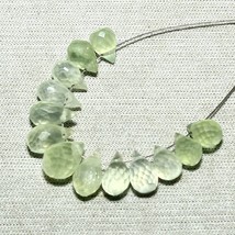 13pcs Natural Prehnite Drop Beads Loose Gemstone 15.90cts Size 7x5mm To 9x6mm - £10.85 GBP