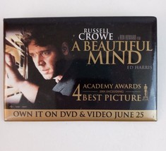 Russell Crowe &amp; Ed Harris A Beautiful Mind DVD &amp; VHS Movie Promo Pin Button - £6.49 GBP