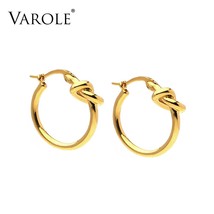 VAROLE Wholesale Classic Knot Earings Round Gold Color Stud Earrings For Women J - £17.75 GBP