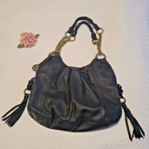The Sak Black Leather Hobo Shoulder Bag Chains &amp; Tassels Euc - £30.92 GBP
