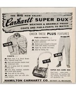 1960 Print Ad Carhartt Super Dux Weather Proof Coats &amp; Pants Hamilton De... - £10.65 GBP