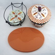Temptations Fall Harvest Acorn 2 Qt Casserole Trivet Storage Lid Wire Ra... - $24.50