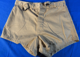 VINATGE MILITARY USGI USN NAVY TAN KHAKI BUTTON FLY SWIMMING TRUNKS SHOR... - £15.34 GBP