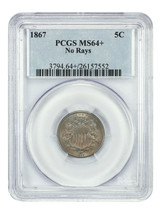 1867 5C PCGS MS64+ (No Rays) - $560.18
