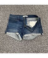 Abercrombie &amp; Fitch Shorts Women 6 Blue Denim Jeans Cuffed Faded Outdoor... - $26.35 CAD
