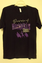 Womens New Canvas Black T Shirt Disney Beware of Hitchhiking Ghost Size L - $18.95