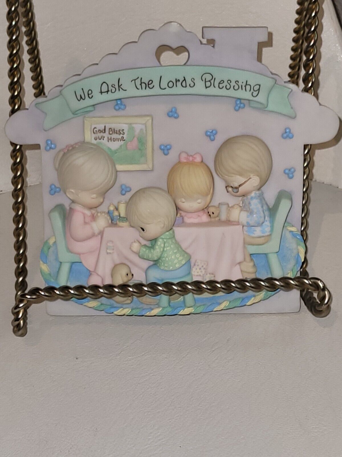 PRECIOUS MOMENTS Wall Plaque "We Ask The Lords Blessing"166588A - $11.30