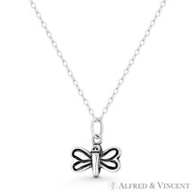 Butterfly Insect Luck Charm Jewelry Oxidized 925 Sterling Silver 13x13mm Pendant - £10.94 GBP+