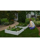 Raised Garden Bed White Vinyl Elevated Planter Box Kit Grow Grid Gardeni... - £116.72 GBP