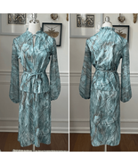 Vintage 70s 2pc Blouse Skirt Green Brown Retro Crosshatch Pattern S - $49.94 CAD