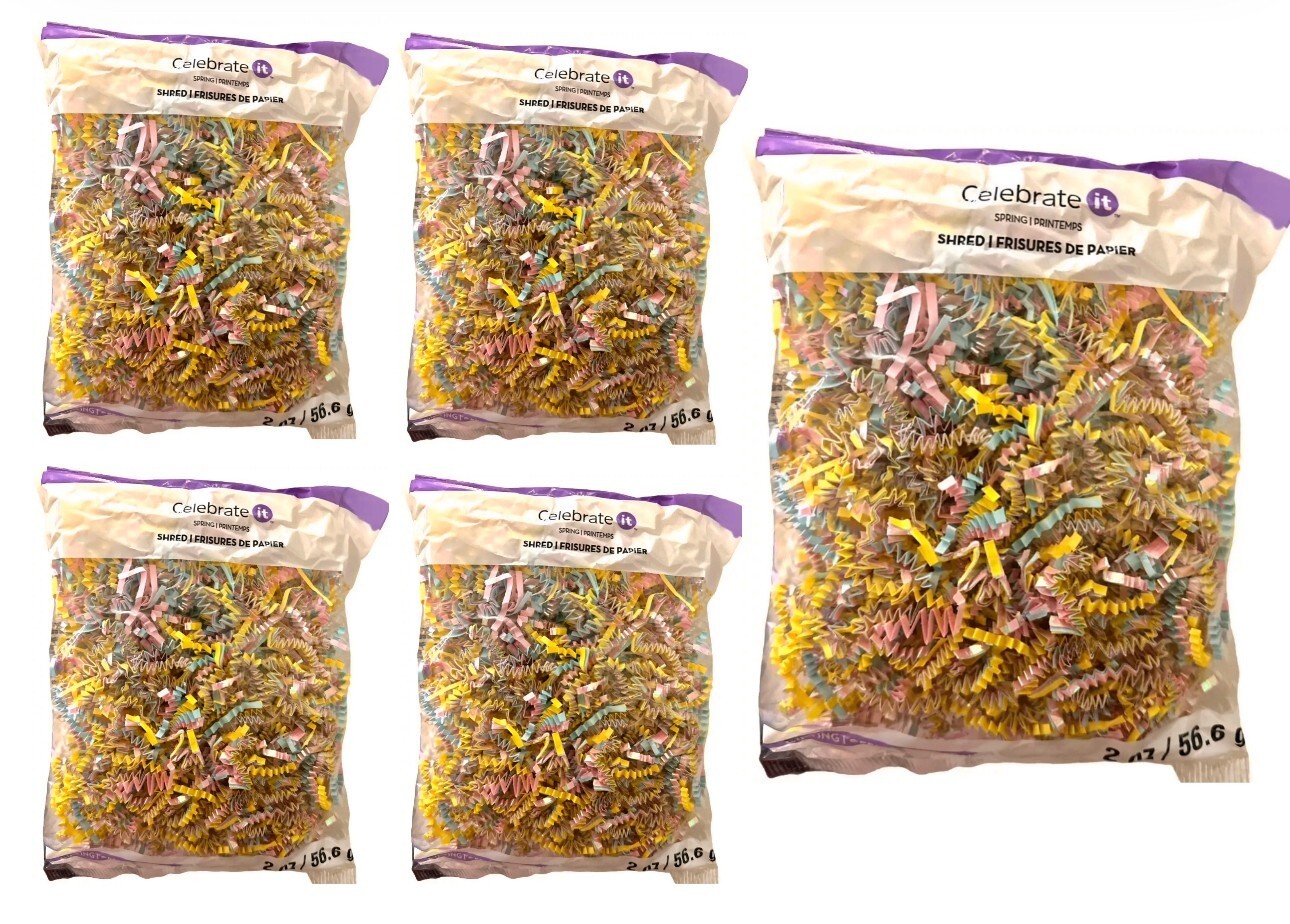 Lot of 5 Celebrate It Spring Crinkle Cut Paper Shred Filler for Gift Bas... - $9.89