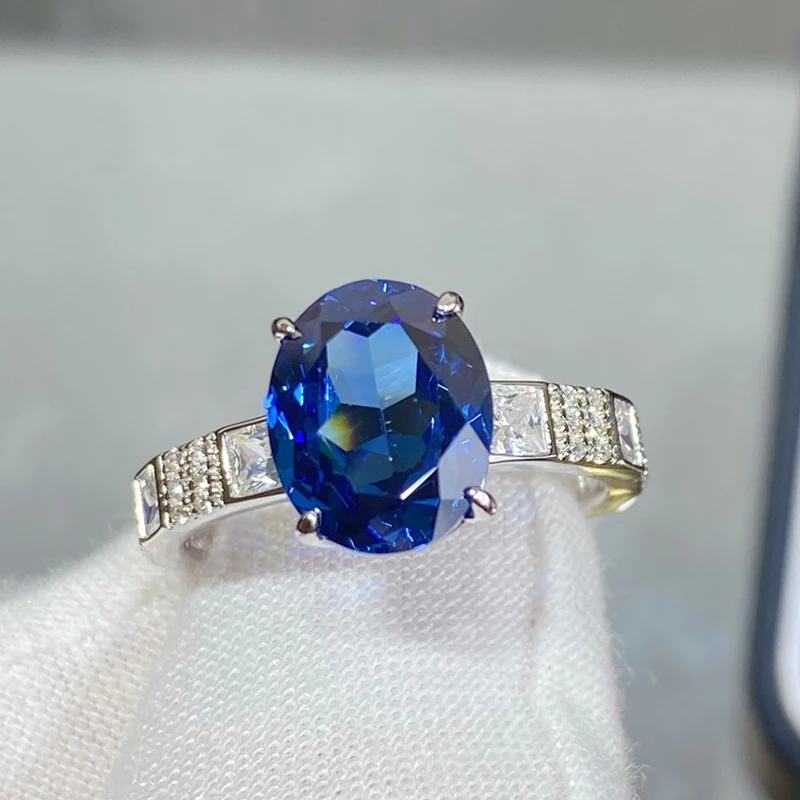 Hot fashion brand high quality luxury jewelry Ladies classic blue stone ring Exq - £58.01 GBP