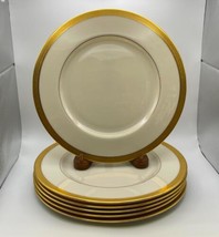 Set of 6 Lenox LOWELL Gold Dinner Plates Made in USA - £296.47 GBP