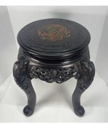 Vintage Meiji Era Japanese Nouveau Dragon Carved Wood Stool End Table La... - $228.73