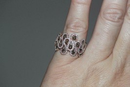 14K Rose Gold Graduated Swirl Design Fancy Brown (Cognac) Diamond Ring Size 6.25 - £546.37 GBP